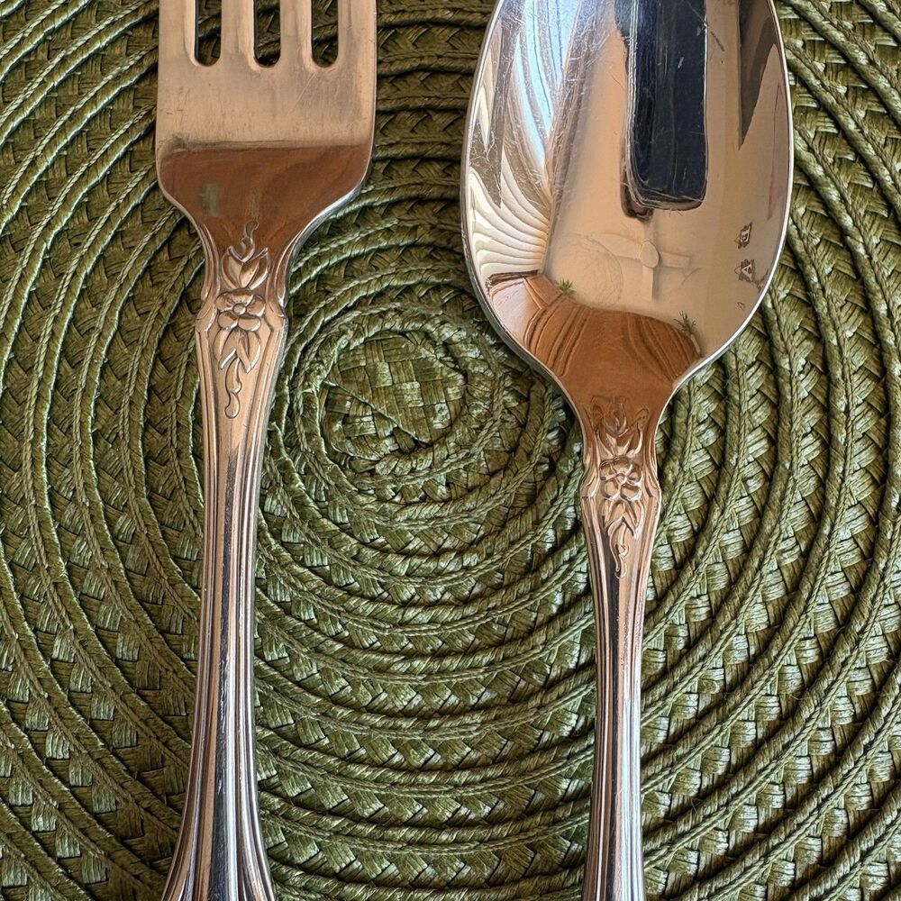 Fork & Spoon Set Oneida Raphael Distinction Deluxe Pattern Stainless Flatware - Picture 4 of 11